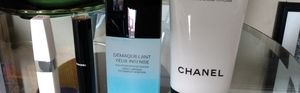 Chanel mascara primer and black mascara, makeup remover and cleansing cream